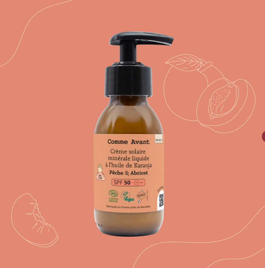 CREME SOLAIRE LIQUIDE PECHE &amp; ABRICOT SPF50