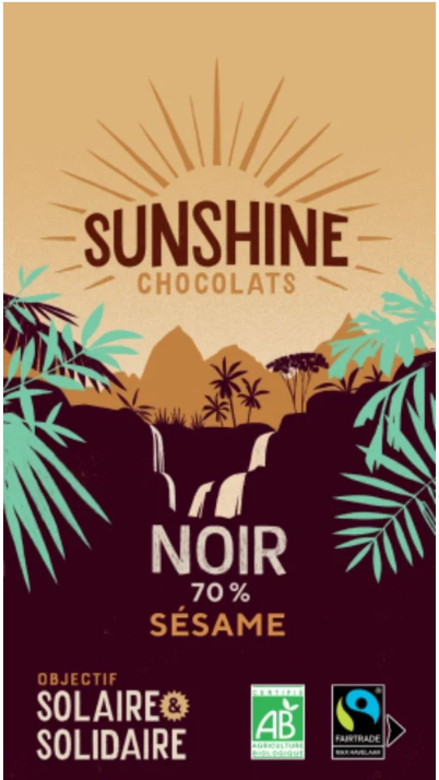 TABLETTE DE CHOCOLAT NOIR 70% BIO &amp; ÉQUITABLE – SÉSAME 100G