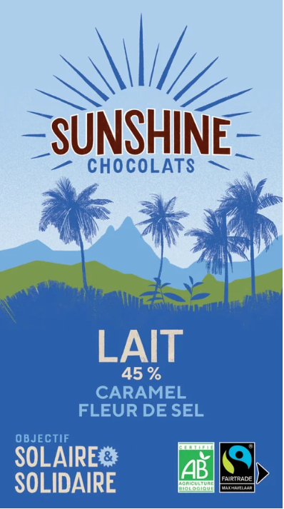 TABLETTE DE CHOCOLAT AU LAIT 45% BIO &amp; ÉQUITABLE – CARAMEL FLEUR DE SEL 100G