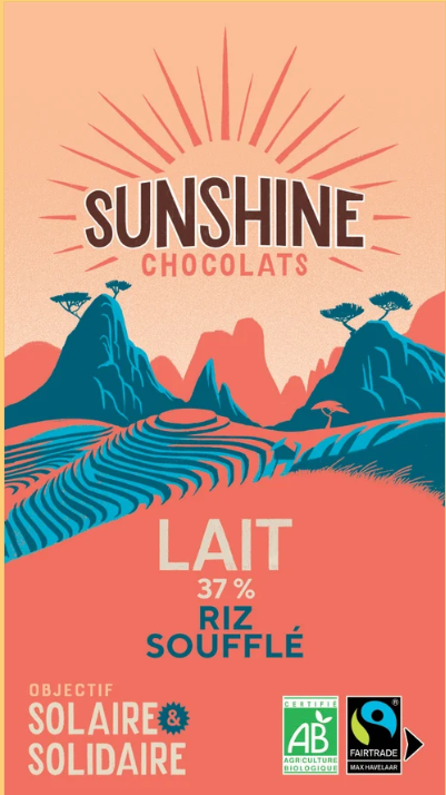 TABLETTE DE CHOCOLAT AU LAIT 37% BIO &amp; ÉQUITABLE – RIZ SOUFFLÉ 100G